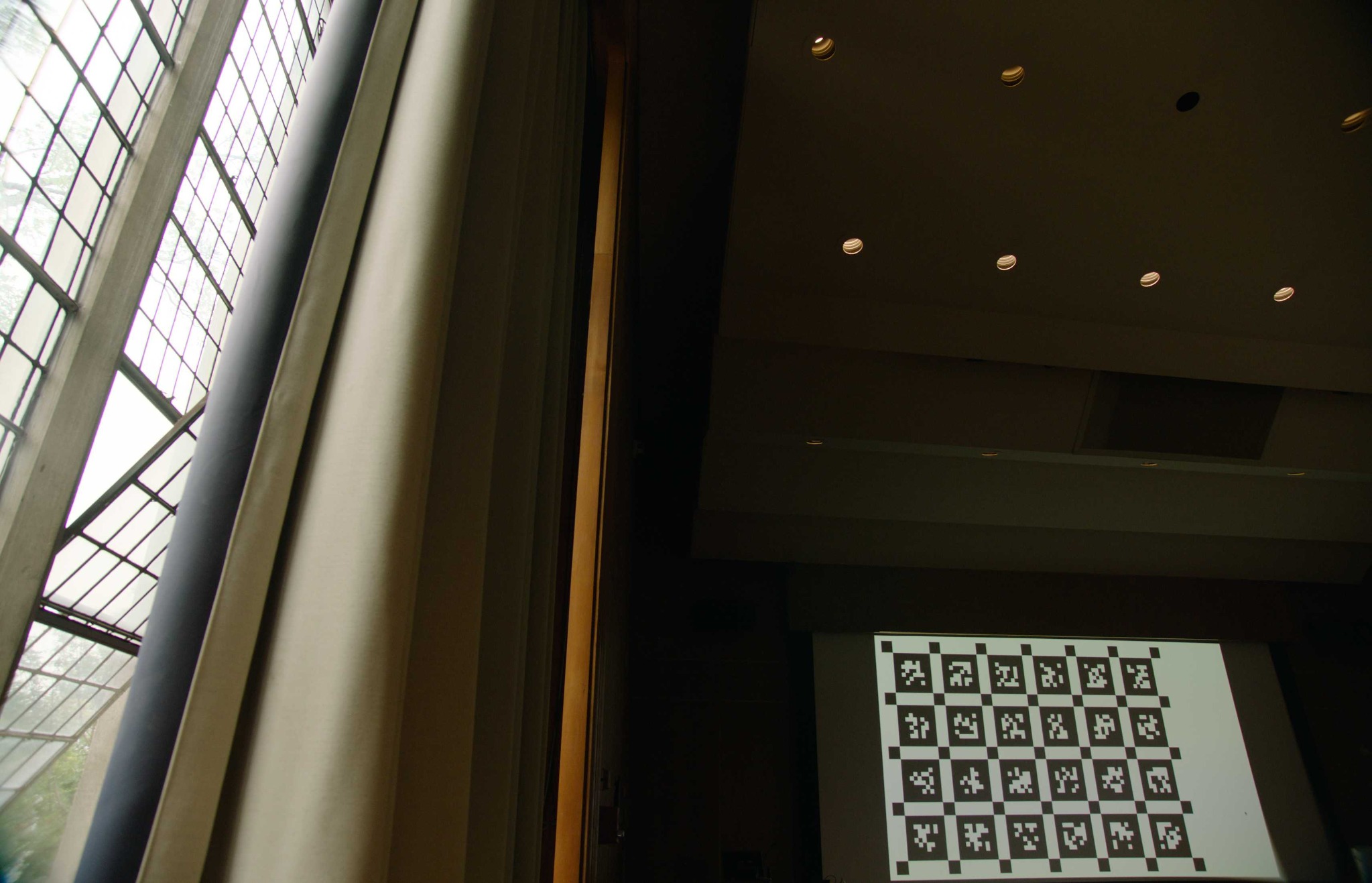 Projected AprilGrid viewed from a third lecture-hall camera position